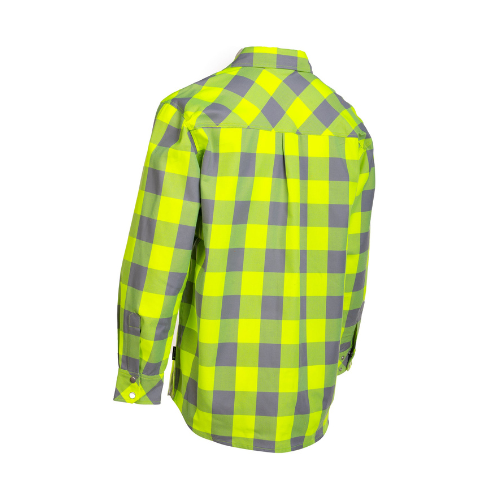 Hi Vis Lime Buffalo Plaid Unlined Flannel Shirt - Back