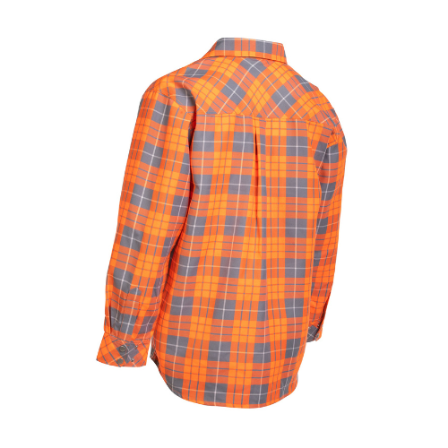 Hi Vis Orange Plaid Unlined Flannel Shirt - Back