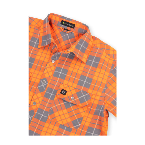 Hi Vis Orange Plaid Unlined Flannel Shirt - Detail