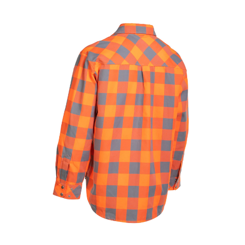 Hi Vis Orange Buffalo Plaid Unlined Flannel Shirt-Back