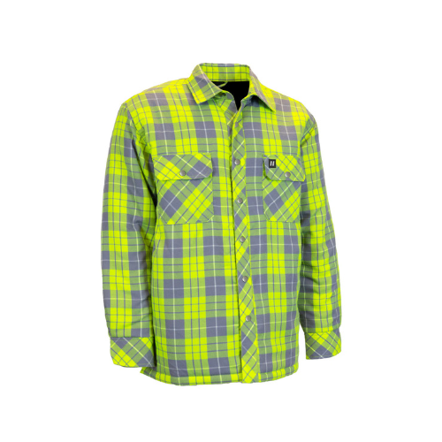 Hi Vis Plaid Quilt-Lined Flannel Shirt Jacket-Front