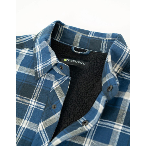 Forcefield Blue Plaid Sherpa-Lined Flannel Shirt Jacket-Detail