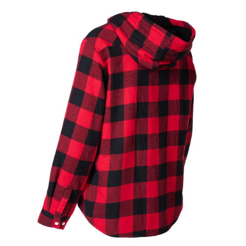 Forcefield Women's Hooded Sherpa-Lined Buffalo Plaid Flannel Shirt jacket-Back
