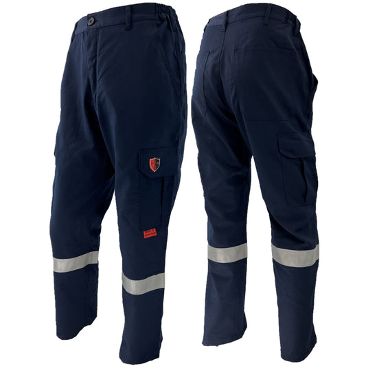 Atlas Guardian FR/AR Cargo Pants with 2” Solid Silver Striping Navy Blue