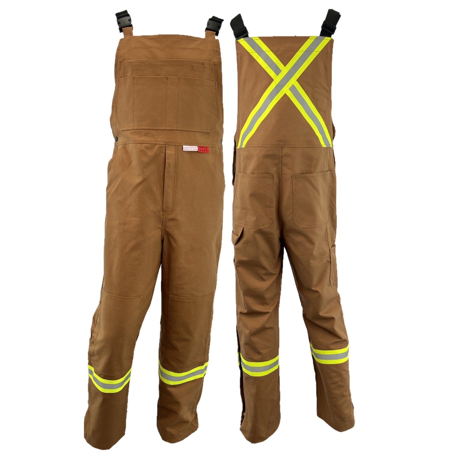 Atlas Guardian® FR/AR Summer Bibs with 2" Striping - Brown Duck