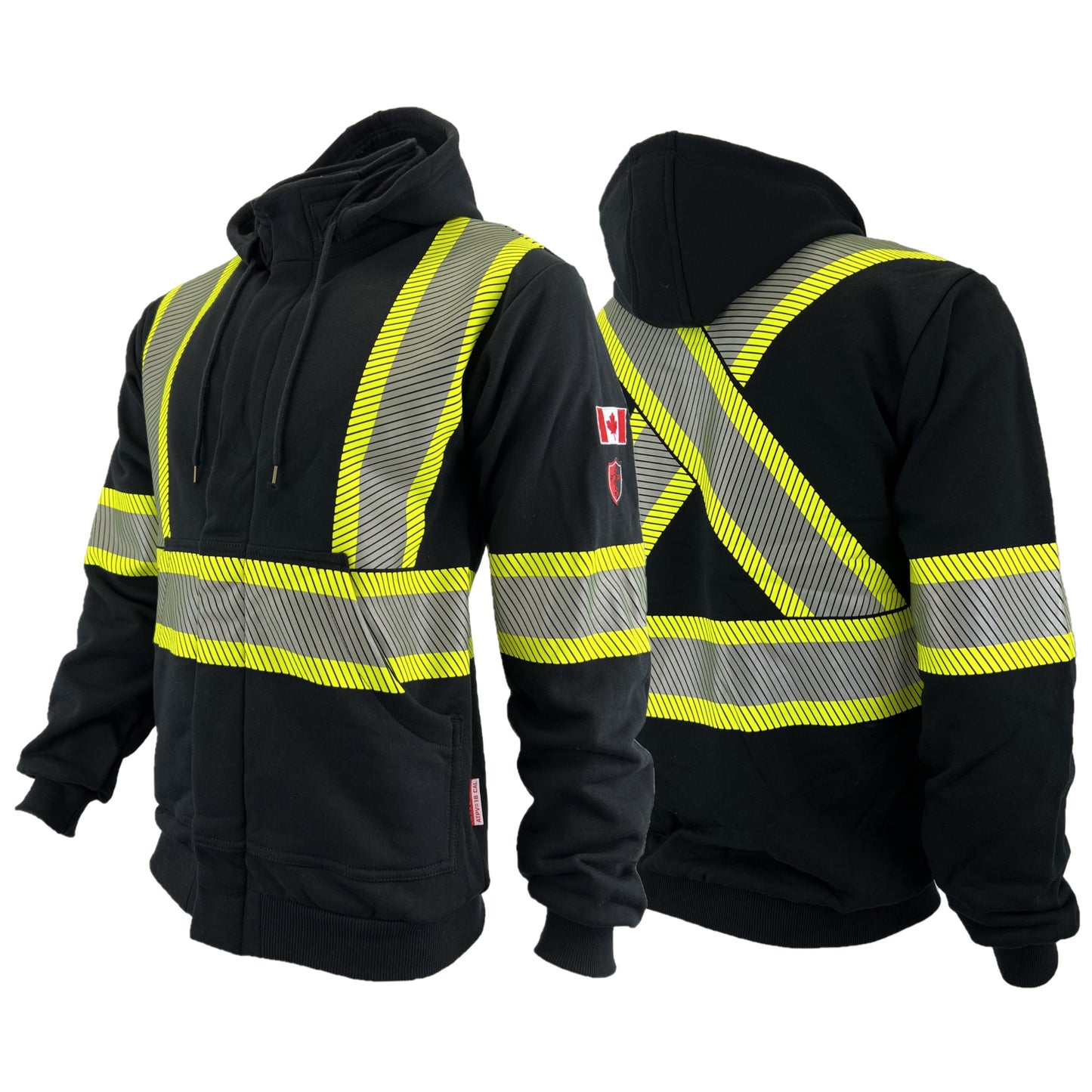Atlas Guardian® FR/AR Zip-up Hoodies with 4" Segmented Striping - Black