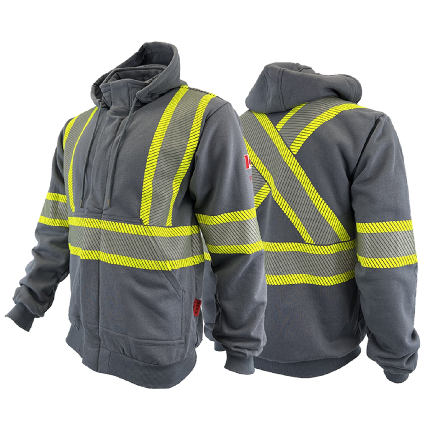 Atlas Guardian® FR/AR Zip-up Hoodies with 4" Segmented Striping - Grey