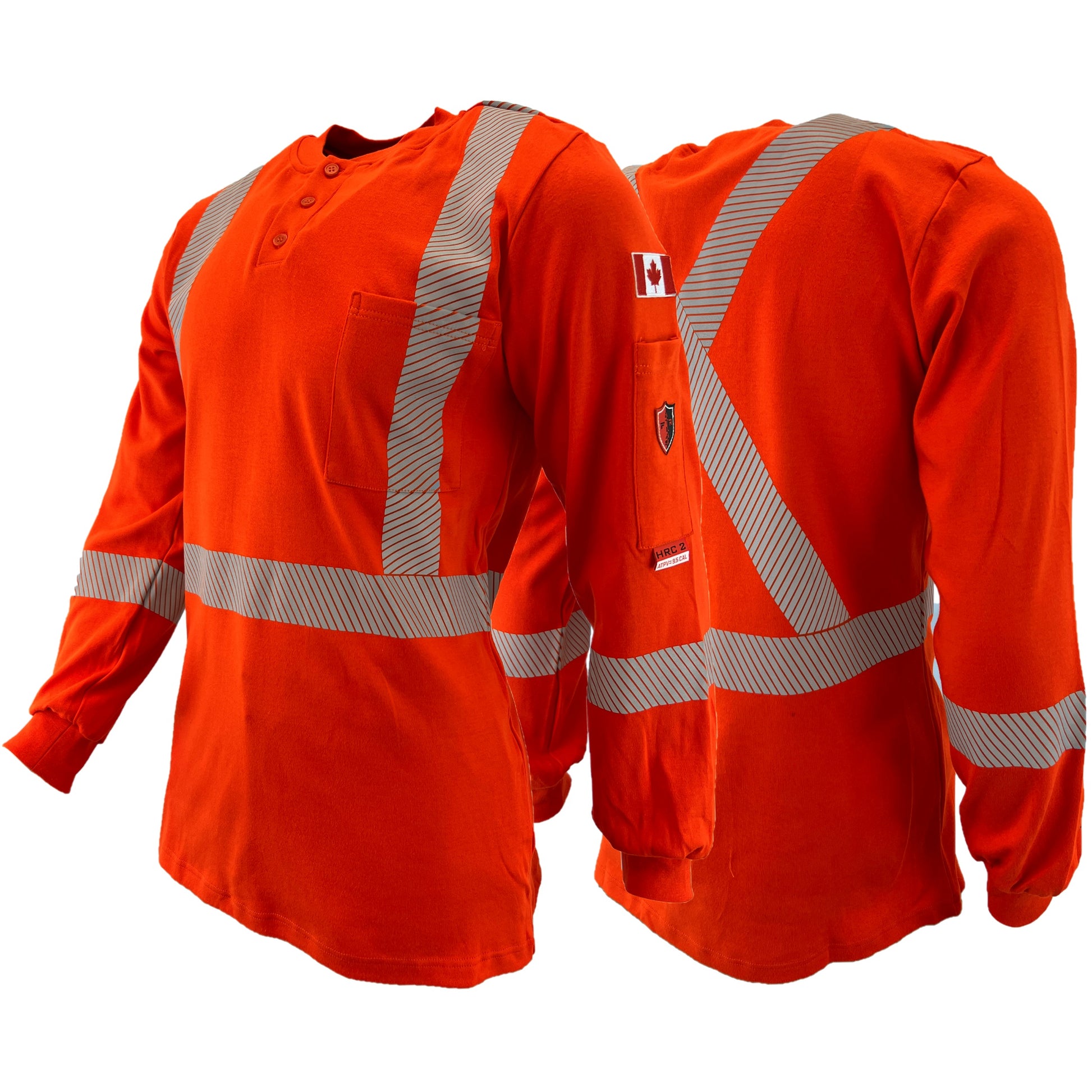 Atlas Guardian® FR/AR Henley Shirts with 2” Striping - Orange