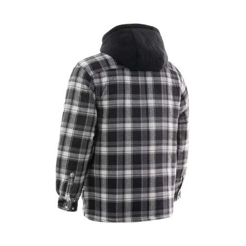Forcefield Grey Hooded Plaid Quilt-Lined Flannel Shirt Jacket3