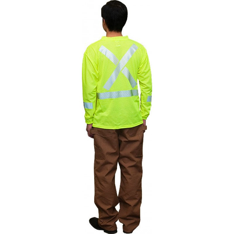 Hi-Vis Long Sleeve Safety Mesh T-Shirt - Back View