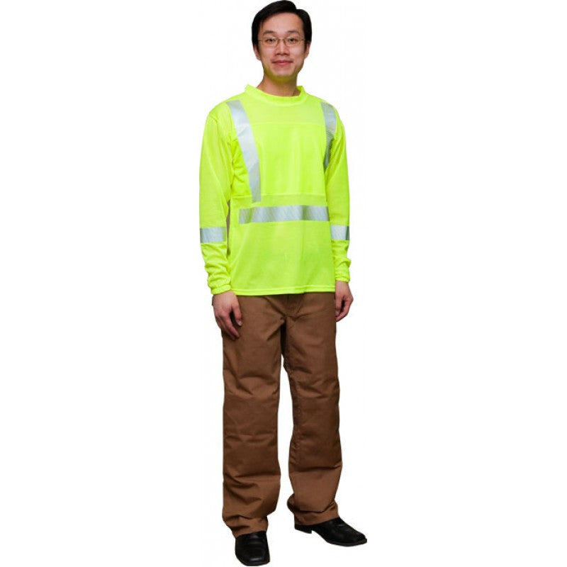 Hi-Vis Long Sleeve Safety Mesh T-Shirt - Front View