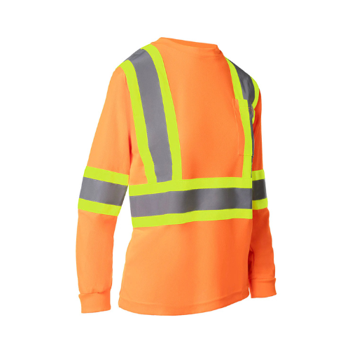 Women's Hi Vis Crew Neck Long Sleeve Safety Tee Shirt