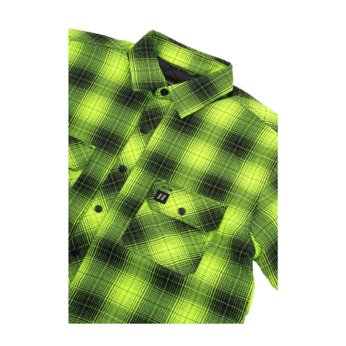 Hi Vis Black Shadow Plaid Quilted Flannel Shirt Jacket-Detail