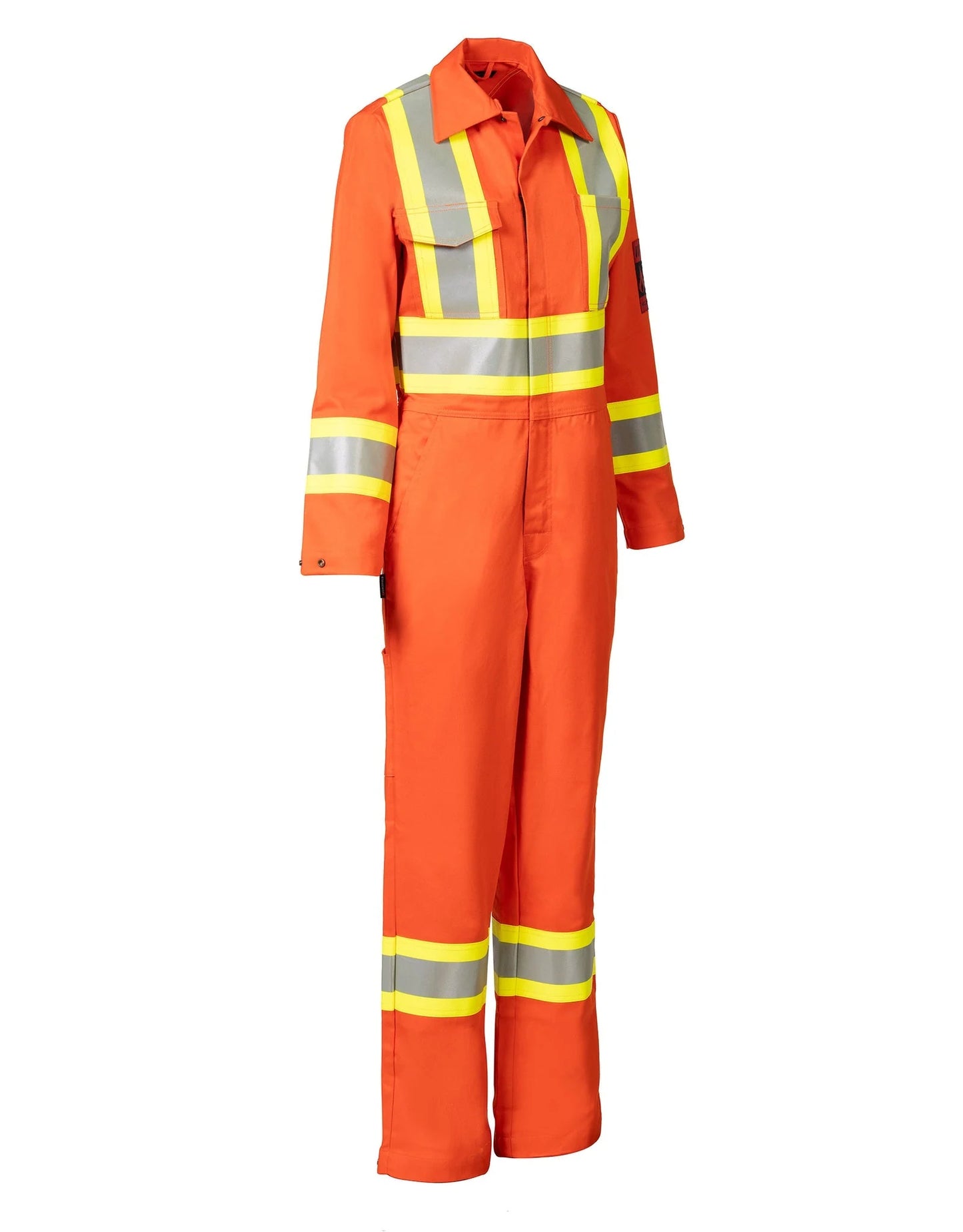 Forcefield orange safety coverall with reflective stripes