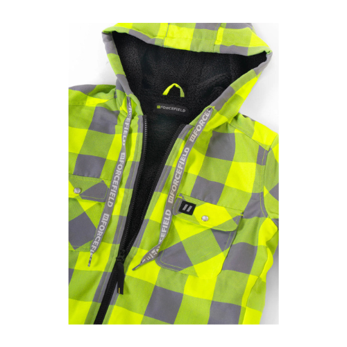 Women's Hooded Sherpa-Lined Hi-Vis Buffalo Plaid Flannel Lined Jacket - Detail