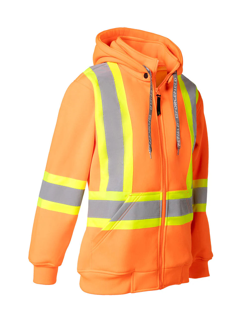 Women's Hi Vis Safety Hoodie with Detachable Hood Front View