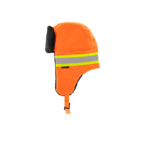 Hi Vis Trapper Hat-Orange Side View