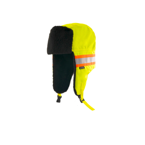 Hi Vis Trapper Hat-Yellow Front View-LIME