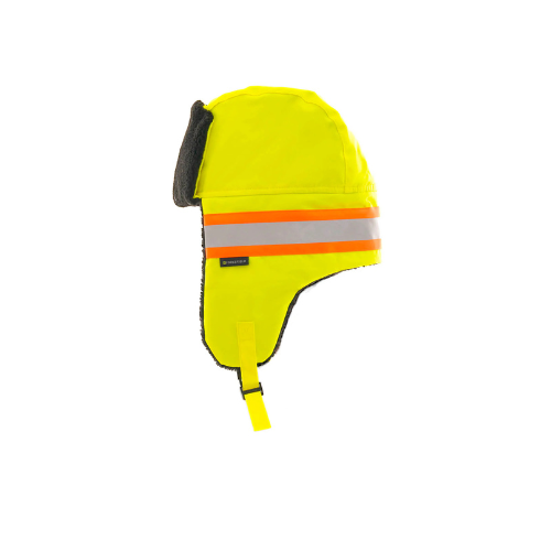 Hi Vis Trapper Hat-Yellow Side View-LIME