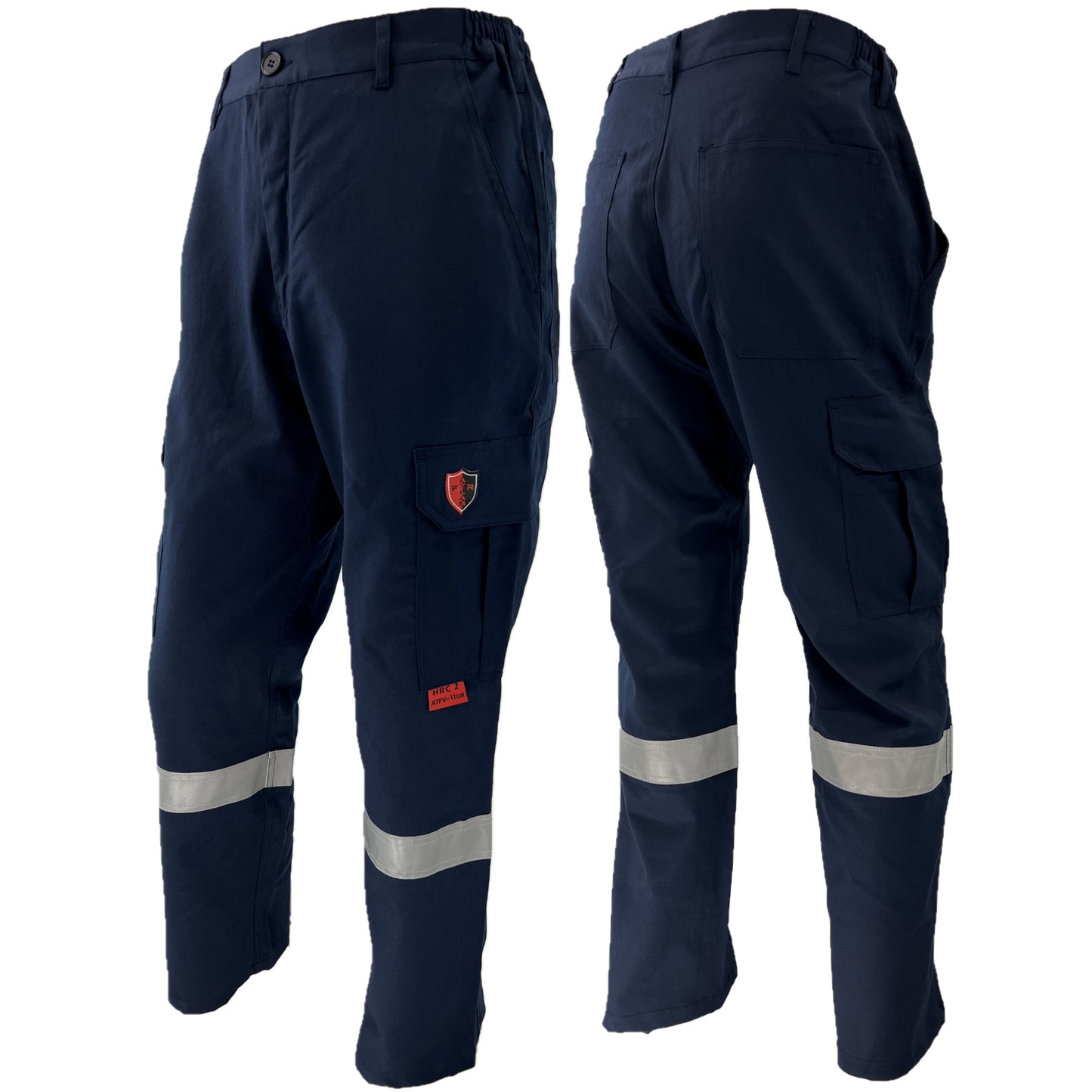 Atlas Guardian FR/AR Cargo Pants with 2” Solid Silver Striping Navy Blue
