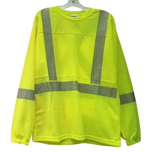 Hi-Vis Long Sleeve Safety Mesh T-Shirt - Front