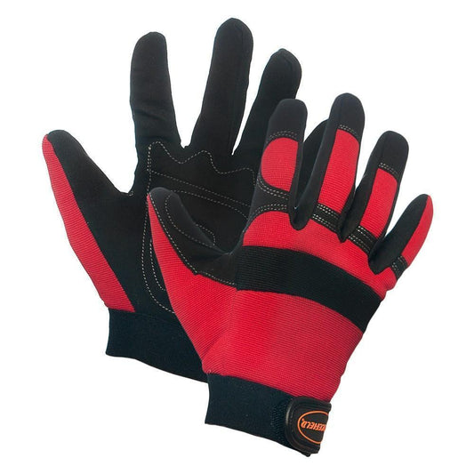 Forcefield Red Spandex Padded Palm Mechanic's Gloves